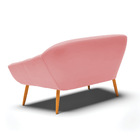 Namoradeira 02 Lugares Giovana Suede Rosê Pés Palito Castanho