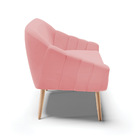 Namoradeira 02 Lugares Giovana Suede Rosê Pés Palito Natural