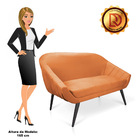 Namoradeira 02 Lugares Giovana Suede Telha Pés Palito De Ferr