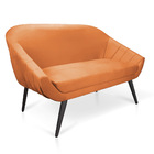 Namoradeira 02 Lugares Giovana Suede Telha Pés Palito De Ferr