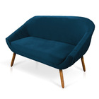 Namoradeira 02 Lugares Giovana Veludo Azul Marinho Pés Palito