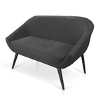 Namoradeira 02 Lugares Giovana Veludo Grafite Pés Palito De F