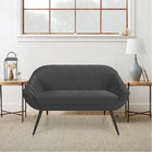 Namoradeira 02 Lugares Giovana Veludo Grafite Pés Palito De F