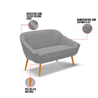 Namoradeira 02 Lugares Giovana Veludo Luxo Grafite A131 Pés P