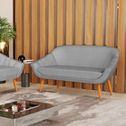 Namoradeira 02 Lugares Giovana Veludo Luxo Pés Palito Castanh