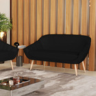 Namoradeira 02 Lugares Giovana Veludo Luxo Pés Palito Natural