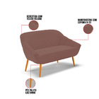 Namoradeira 02 Lugares Giovana Veludo Pés Palito Castanho D03