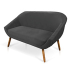 Namoradeira 02 Lugares Giovana Veludo Pés Palito Castanho - D