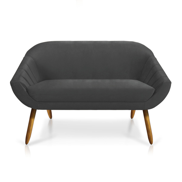 Namoradeira 02 Lugares Giovana Veludo Pés Palito Castanho - D