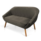 Namoradeira 02 Lugares Giovana Veludo Pés Palito Castanho - D