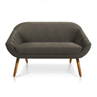 Namoradeira 02 Lugares Giovana Veludo Pés Palito Castanho - D