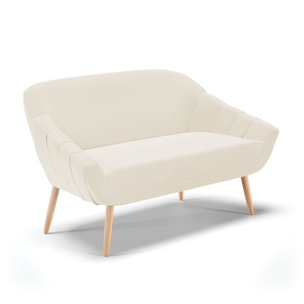 Namoradeira 02 Lugares Giovana Veludo Pés Palito Natural - D'