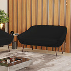 Namoradeira 02 Lugares Giovanas Linho Preto A79 Pés Palito De