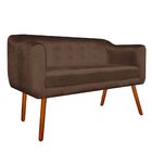 Namoradeira 02 Lugares Julia Acetinado Marrom Pés Palito Cast