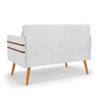 Namoradeira 02 Lugares Mari Corano Branco Pés Palito Castanho