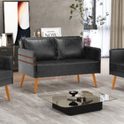 Namoradeira 02 Lugares Mari Corano Preto Pés Palito Castanho