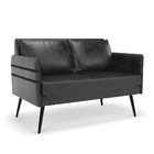 Namoradeira 02 Lugares Mari Corano Preto Pés Palito De Ferro