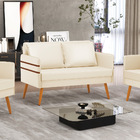 Namoradeira 02 Lugares Mari Corino Bege Pés Palito Castanho