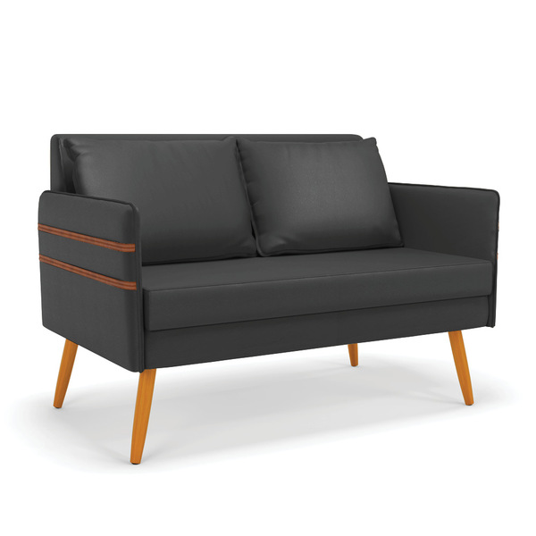 Namoradeira 02 Lugares Mari Corino Preto Pés Palito Castanho