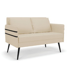 Namoradeira 02 Lugares Mari Linho Bege A19 Pés Palito De Ferro