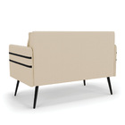 Namoradeira 02 Lugares Mari Linho Bege A19 Pés Palito De Ferro