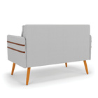 Namoradeira 02 Lugares Mari Linho Cinza A05 Pés Palito Castan