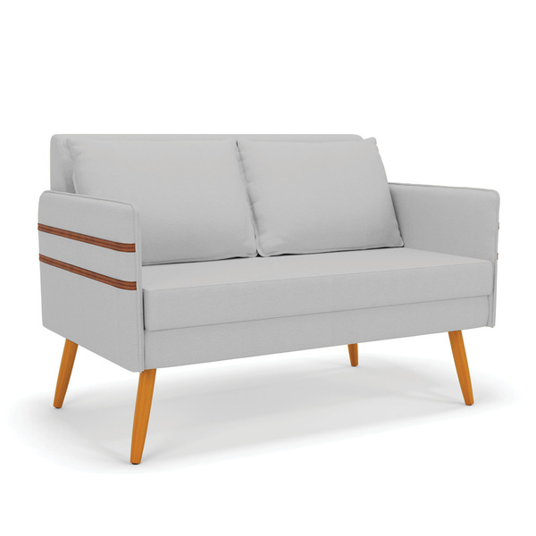 Namoradeira 02 Lugares Mari Linho Cinza A05 Pés Palito Castan