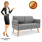 Namoradeira 02 Lugares Mari Linho Grafite A26 Pés Palito Cast