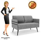 Namoradeira 02 Lugares Mari Linho Grafite A26 Pés Palito De F