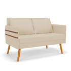 Namoradeira 02 Lugares Mari Linho Palha A32 Pés Palito Castan