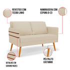 Namoradeira 02 Lugares Mari Linho Palha A32 Pés Palito Castan