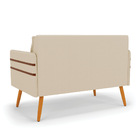 Namoradeira 02 Lugares Mari Linho Pés Palito Castanho D03 - D