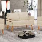 Namoradeira 02 Lugares Mari Linho Pés Palito Castanho D03 - D