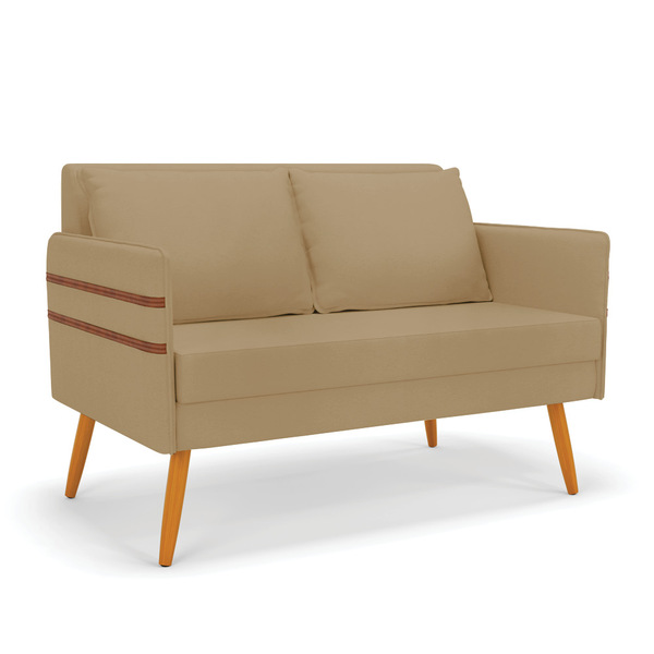 Namoradeira 02 Lugares Mari Linho Pés Palito Castanho - D'ros