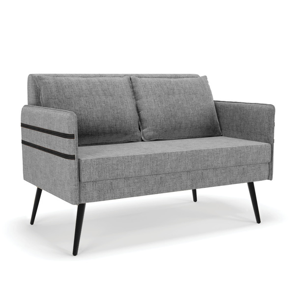 Namoradeira 02 Lugares Mari Linho Pés Palito De Ferro D03 - D