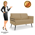 Namoradeira 02 Lugares Mari Linho Pés Palito De Ferro D03 - D