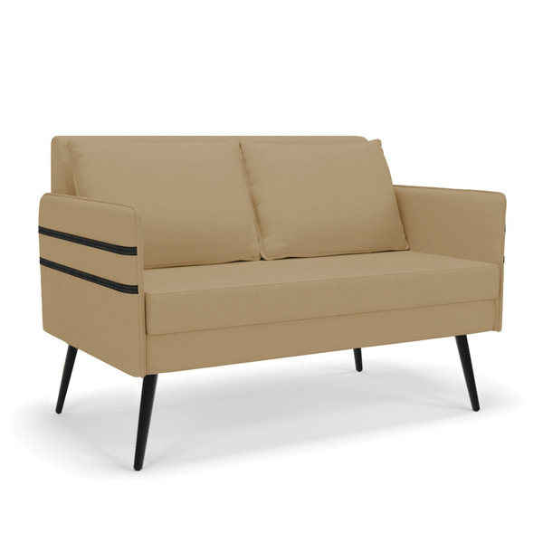 Namoradeira 02 Lugares Mari Linho Pés Palito De Ferro D03 - D