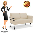 Namoradeira 02 Lugares Mari Linho Pés Palito De Ferro D03 - D