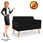 Namoradeira 02 Lugares Mari Linho Preto A79 Pés Palito Castan