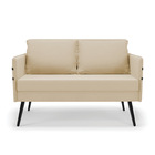 Namoradeira 02 Lugares Mari Suede Bege Pés Palito De Ferro