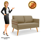 Namoradeira 02 Lugares Mari Suede Marrom Rato Pés Palito Cast