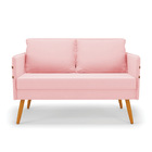 Namoradeira 02 Lugares Mari Suede Pés Palito Castanho D03 - D