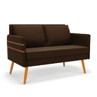 Namoradeira 02 Lugares Mari Suede Pés Palito Castanho D03 - D