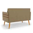 Namoradeira 02 Lugares Mari Suede Pés Palito Castanho D03 - D