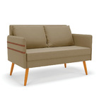 Namoradeira 02 Lugares Mari Suede Pés Palito Castanho D03 - D