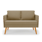 Namoradeira 02 Lugares Mari Suede Pés Palito Castanho D03 - D