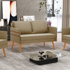 Namoradeira 02 Lugares Mari Suede Pés Palito Castanho D03 - D