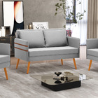 Namoradeira 02 Lugares Mari Suede Pés Palito Castanho D03 - D