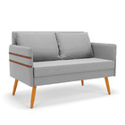 Namoradeira 02 Lugares Mari Suede Pés Palito Castanho D03 - D