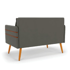 Namoradeira 02 Lugares Mari Suede Pés Palito Castanho D03 - D